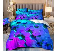 VOGIAY Parure de Lit Imprimée en Nid d'abeille Géométrie Hexagone Ensemble de Housse de Couette 220x240, 3 Pièces Douce Ensemble de Literie avec Fermeture Éclair et 2 Taies d'oreillers