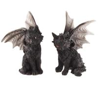 Vogler 837-2548 Dragon Cats Lot de 2 chatons dragon avec balançoires en pierre artificielle peinte à la main