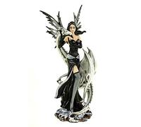 Vogler Fée Alba Cheveux noirs Dragon blanc 27 cm Figurine Fantasy Fairy Elfe
