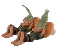 VOGLER Joh. Vogler GmbH Lot de 2 Pixie Relax endormi sur un champignon en pierre artificielle peinte à la main