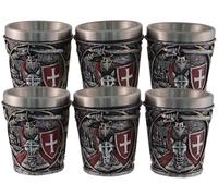 VOGLER Joh. Vogler GmbH Lot de 6 verres à shot croisés en pierre artificielle, peints à la main par des artistes, avec insert en acier inoxydable, volume : 50 ml