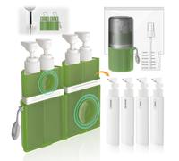 VOGOGE Bouteilles de voyage pour articles de toilette, conteneurs rechargeables avec ventouses pour shampooing, après-shampooing, lotion et gel douche, vert