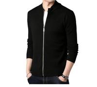 Vogrtcc Cardigan à col en V pour homme, coupe ajustée, à manches longues, coupe ample, style décontracté, Noir , L