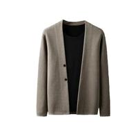 Vogrtcc Cardigan décontracté à col en V et manches longues pour homme, coupe ajustée, à simple boutonnage, vêtement d'extérieur classique pour un usage quotidien, Cardigan Lighttan, L