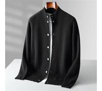 Vogrtcc Cardigan décontracté en laine pour homme - Coupe ajustée - Col montant - Manches longues - Simple boutonnage - Vêtement d'extérieur chaud pour le travail, blanc, S