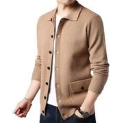 Vogrtcc Cardigan décontracté en tricot à manches longues avec poches pour homme, Cardigan Lighttan, L