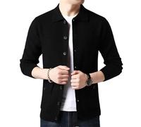 Vogrtcc Cardigan décontracté en tricot à manches longues avec poches pour homme, Cardigan noir., L