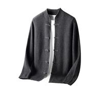 Vogrtcc Cardigan en laine à col mandarin à manches longues pour homme - Style professionnel - Chaud, Gris foncé 9., S