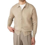 Vogrtcc Cardigan léger à manches longues et col rabattu pour homme, Comme sur la photo 1, M