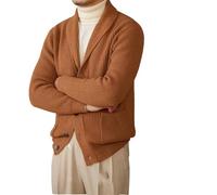 Vogrtcc Cardigan rétro à manches longues et col châle pour homme, coupe ajustée, décontracté, chaud, Comme indiqué sur la photo, XXL