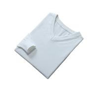Vogrtcc Pull à col en V pour homme - Manches longues - Couleur unie, blanc, M
