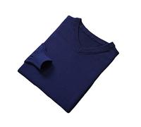 Vogrtcc Pull à col en V pour homme - Manches longues - Couleur unie, bleu marine, M