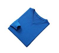 Vogrtcc Pull à col en V pour homme - Manches longues - Couleur unie, bleu, S