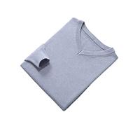 Vogrtcc Pull à col en V pour homme - Manches longues - Couleur unie, Gris clair 9, XL