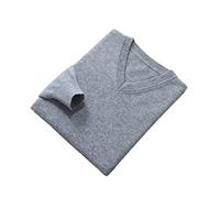 Vogrtcc Pull à col en V pour homme - Manches longues - Couleur unie, gris, S