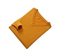 Vogrtcc Pull à col en V pour homme - Manches longues - Couleur unie, jaune foncé, M