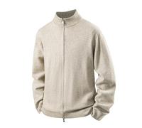 Vogrtcc Pull décontracté à manches longues et col montant pour homme - Fermeture éclair intégrale - Coupe ajustée - Chaud - En tricot côtelé, kaki, M