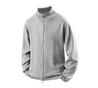 Vogrtcc Pull décontracté à manches longues et col montant pour homme - Fermeture éclair intégrale - Coupe ajustée - Chaud - En tricot côtelé, gris, XXL