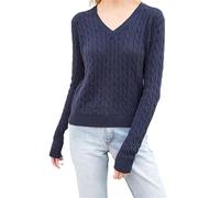 Vogrtcc Pull en Tricot À Col en V pour Femmes, Manches Longues, Hauts en Tricot Torsadé