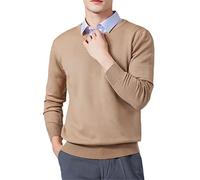 Vogrtcc Pull pour homme en cachemire mélangé, col en V, pull en laine tricotée, Col en V kaki 91, S