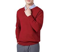 Vogrtcc Pull pour homme en cachemire mélangé, col en V, pull en laine tricotée, Col en V rouge., L