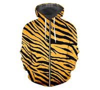 Vogrtcc Sweat À Capuche Zippé Surdimensionné Décontracté pour Hommes avec Poches Unisexe Hip Hop 3D Imprimé Tigre Rayures Manteau De Sport À Manches Longues Tiger Skin XL