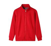 Vogrtcc Veste en tricot à manches longues et col montant pour homme avec fermeture éclair sur le devant, style tendance, cardigan en polaire, Rouge, XL