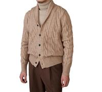 Vogrtcc Veste rétro à manches longues et col châle en tricot épais pour homme, Comme sur la photo 2, XL