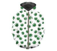Vogrtcc Weed Leaf 3D Imprimé Zipper Hoodie Harajuku Style Sweats Lâche Pull Drôle Manteau Oversize Survêtements Weed M