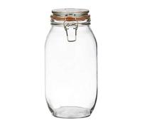 Vogue Bocal en Verre Rond à Clips 2 Litres, Transparent, Contenance : 2000 ml, Grand Bocal à Clips, Joint en Caoutchouc Étanche, Adapté aux Ingrédients Humides et Secs, P494