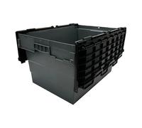 Vogue Caisse de transport en plastique avec couvercle attaché 600 x 400 x 320 mm