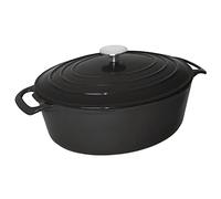Vogue Cocotte ovale noire 6L, noir et crème, taille : 125 (H) x 230 (L) x 305 (P) mm, fonte émaillée, compatible induction et toutes sources de chaleur, GH310