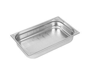 Vogue DW462 Poêle perforée 1/1 en acier inoxydable 304, capacité 13,5 l, 100 mm x 325 mm x 530 mm, argent