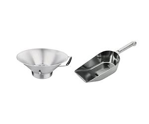 Vogue E712 Égouttoir à puce de pomme de terre & Westmark Pelle à Pâtisserie/Pesage et Remplissage, Capacité de remplissage : 650 ml (environ 575 g de farine), Aluminium, Hygia, argentéé, 91712291