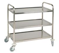 Vogue F995 Chariot de nettoyageà 3 étages en acier inoxydable Argenté 930 x 860 x 535 mm
