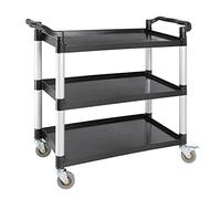 Vogue Grand chariot mobile en polypropylène, noir, capacité de 200 kg, taille : 960 x 520 x 1070 mm, comprend 2 roulettes avec freins et 2 roulettes simples à montage facile, CF102