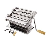 Vogue Machine à pâtes 8 pouces, acier inoxydable - Produit des pâtes dans une variété d'épaisseurs, en 2 largeurs - Commande manuelle, acier chromé, usage professionnel et domestique, GG737