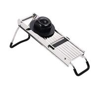 Vogue - Mandoline, argent et noir, Taille: 135(l) x 400(L) mm, Comprend cinq lames interchangeables et poussoir de protection, antidérapant, compatible lave-vaisselle, lames en inox, Y836