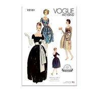 Vogue Paper Patterns V2101U5 Patron de robe avec ceinture et écharpe pour femme Taille 44-46-48-50-52