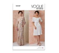 Vogue Patrons de couture V2107U5 Robe en deux longueurs avec ceinture à nouer Taille 44-46-48-50-52
