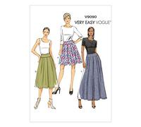 Vogue Patterns 9090, Jupe pour Femme, Tailles, Denim, Lin, Multicolore, A5 (34-36-38-40-42)