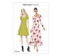 Vogue Patterns 9199 E5 Robes pour Femme, Soie, Multicolore, Tailles 14-22