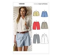 Vogue Patterns V9008 Patrons de Couture de Shorts pour Femme Multicolore Taille 44 à 52