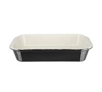 Vogue Plat à rôtir noir 5 litres, noir et crème, rectangulaire en fonte émaillée, taille : 70 (H) x 405 (L) x 250 (P) mm, compatible induction et toutes plaques de cuisson, U572