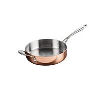 Vogue Poêle à Sauter Tri Wall en Cuivre 24 cm, Cuivre et Acier Inoxydable, Compatible Toutes Sources de Chaleur, Compatible Induction, Poêle en Cuivre Poli Miroir, CM676