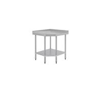 Table d'Angle en Inox avec Etagère Basse - Vogue - Profondeur 700 - Brillant - 2 Portes