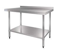 Vogue Table en acier inoxydable avec rebord 600 mm, acier inoxydable poli, montage facile, 90x60x70 cm, 1 étagère, meuble de cuisine professionnelle, GJ505