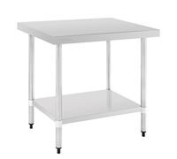 Vogue Table en acier inoxydable avec rebord avec dosseret 1200 mm, acier inoxydable poli, montage facile, 90x120x70 cm, 1 étagère, meuble de cuisine professionnelle, GJ507