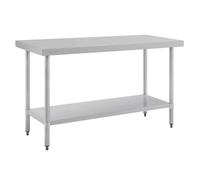 Vogue Table en acier inoxydable poli 1500 x 600 mm, auto-assemblage emballé à plat, taille: 900 (H) x 1500 (L) x 600 (P) mm, étagère réglable en hauteur, T377