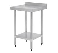 Vogue Table inox avec rebord de 60 mm avec dosseret 600 mm en acier inoxydable, taille : 900 (H) x 600 (L) x 600 (P) mm, emballé à plat, T379